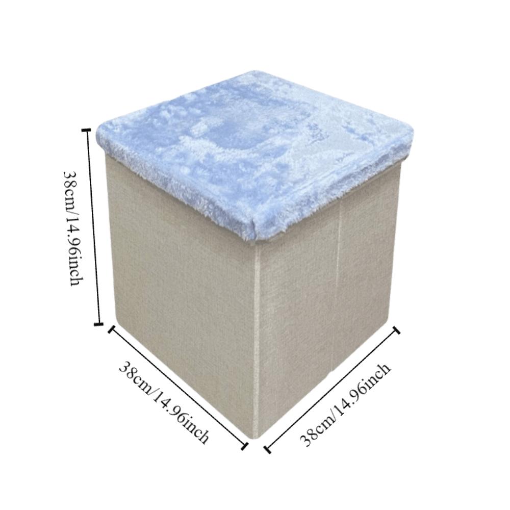 Multi-Functional Storage Ottoman Foldable Design Space Saving Foldable Seat Ottoman Solid Color Velvet Material Organizer Stool