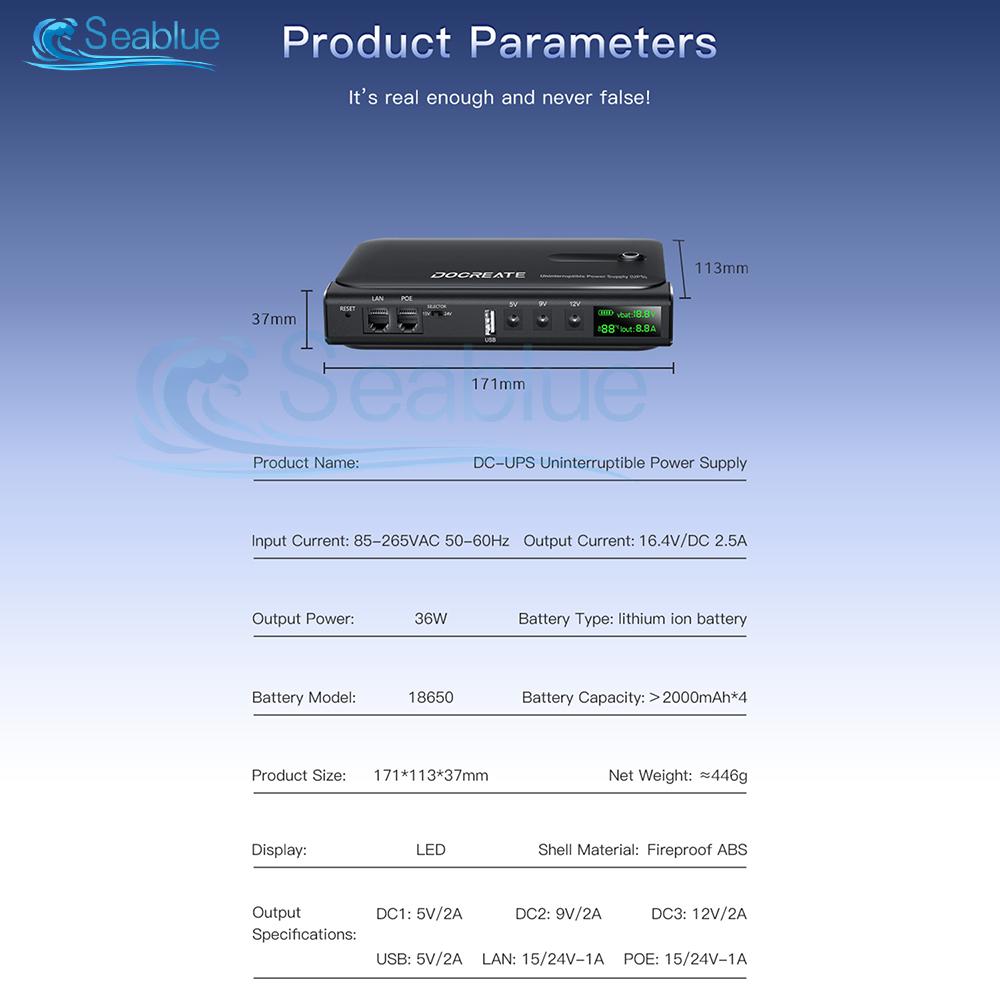 Digital UPS Uninterruptible Power Supply Mini UPS Battery Backup Portable Router Power Supply Overheating Protection LED Display