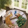 Flannel Printed Round Rug Peacock And Flower Design Elegant Asian Art Home Decor Soft Floor Mat For Living Room Bedroom
