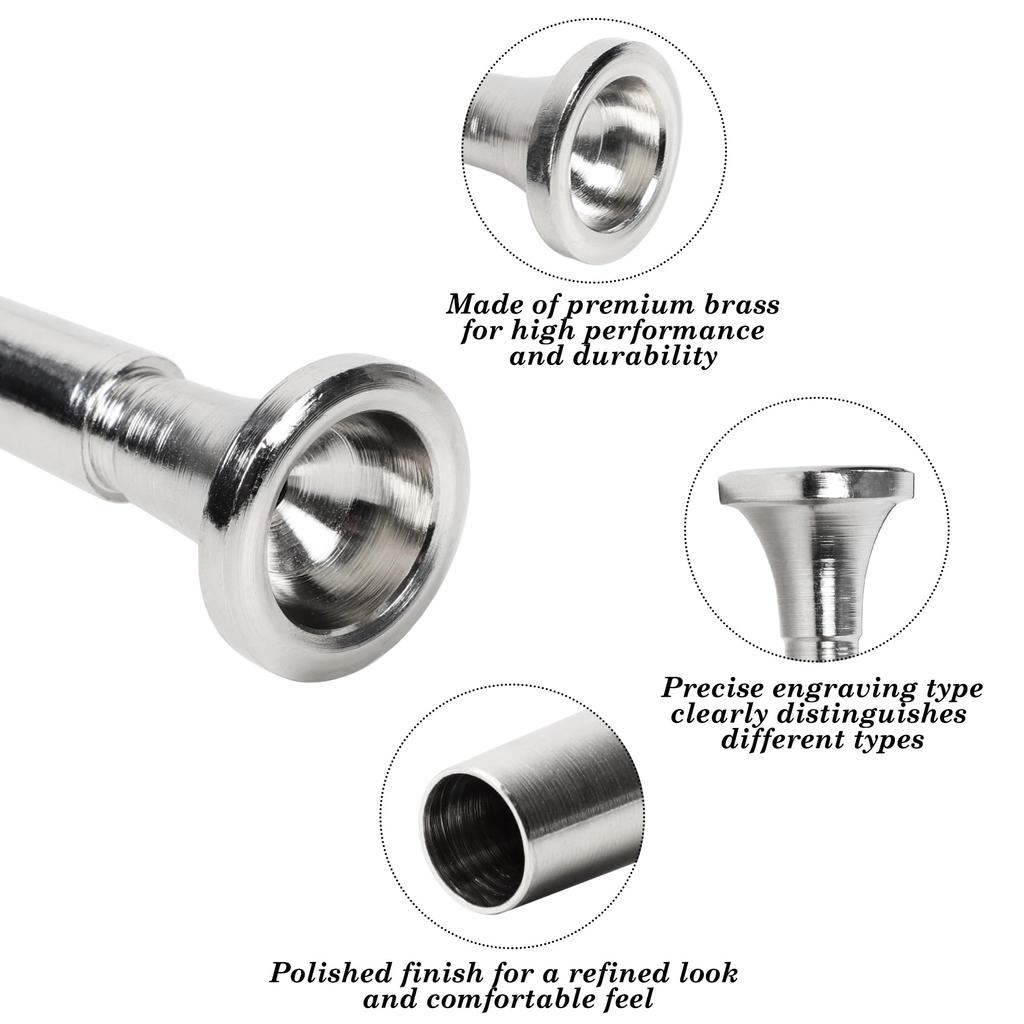 Uxcell 7C Trompete Flügelhorn Kornett x 1 Instrumentenzubehör für Erwachsene Silbernes Mundstück, Mundstück, 6,7 2,5 cm, Stück, Anfänger,
