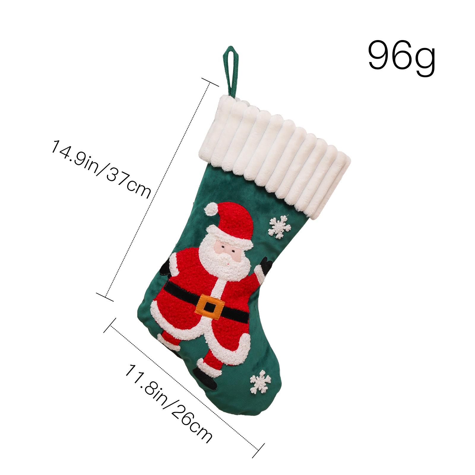 

New Large Embroidered Christmas Stockings with Santa Snowman Designs for Fireplace Mantel Decor Festive Gift 26x37CM