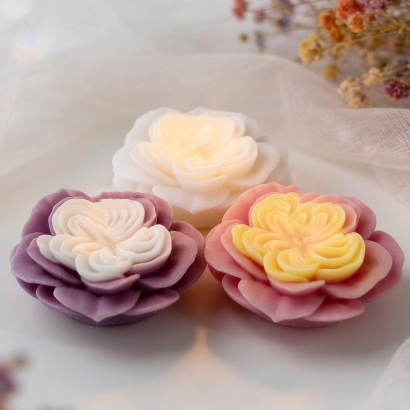 Multipurpose Flower Shape Silicone Mould Austin Rose Silicone Candle Molds for Epoxy Resin Candle Soap Home Decoration