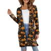 Women's Fashion Casual Comfortable Halloween Printed Mid-Length Cardigan With Pockets Jacket