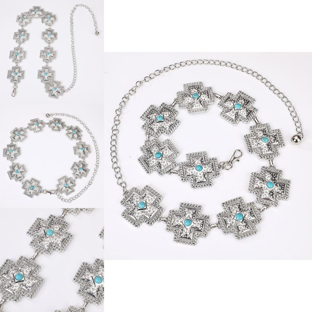Bohemian Waist Chain For Women With Turquoise And Metal Accents For Festivals And Casual Wear