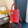 Shoulder Crossbody Bag PU Leather Cylinder Bag Bucket Handbag for Daily Activity