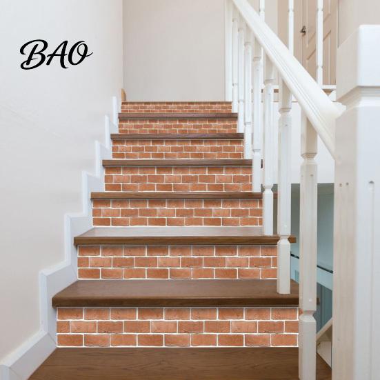 Retro Brick Pattern Wall Art 5Pcs Vintage Tile Stickers, Waterproof Oil?Proof Wallpaper, Peel Decorative Tiles for Home & Stick Backsplash