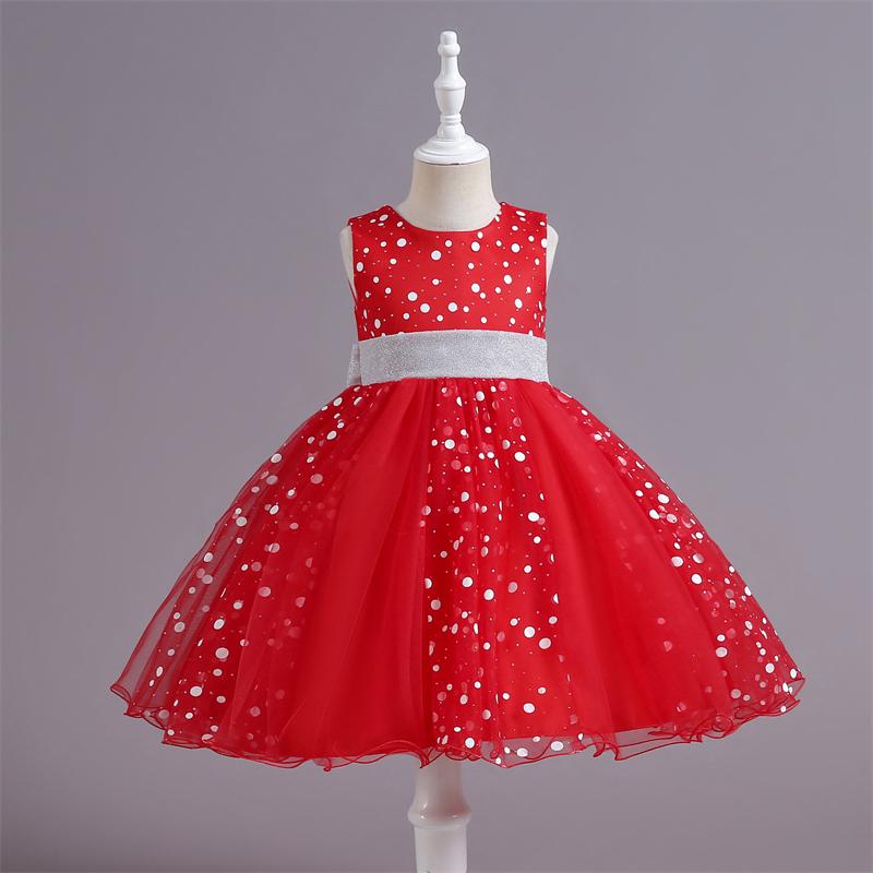 Sommer Kinder Mesh Prinzessin Kleid ärmelloses knielanges Kleid Blumenmädchen Puffkleid