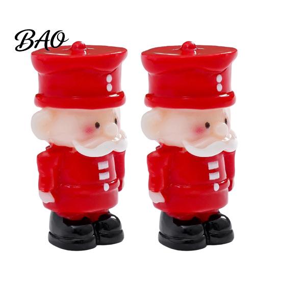 Decorative Figurine Set 2Pcs Mini Christmas Figurine, Cute Santa Claus Nutcracker Soldier Dolls, DIY Accessories Ornaments for Micro Landscape