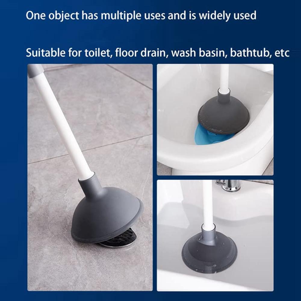 Long Handle Toilet Cleaner Brush Plunger Bathroom Cleaning Tool with Holder Base Set