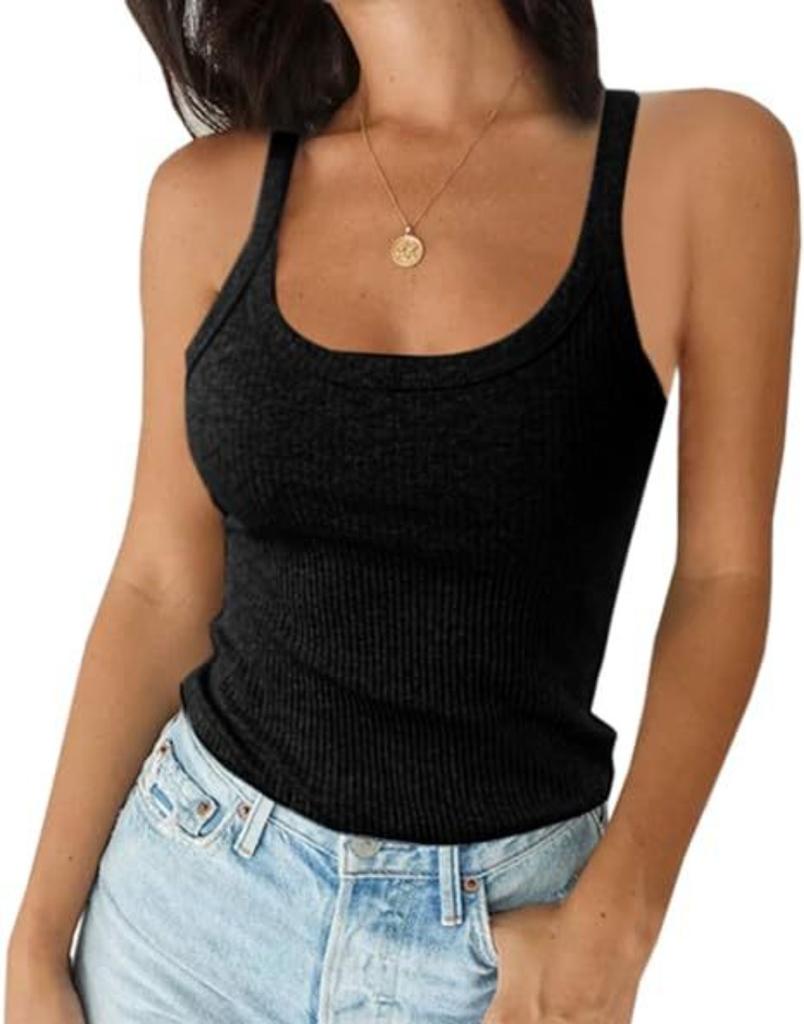 U Neck Tank Top Shoulder Straps Crop Tops Women Summer Camis Solid Color Camisole Fashion Tube Female Sleeveless Cropped Vest Y2K Clothes