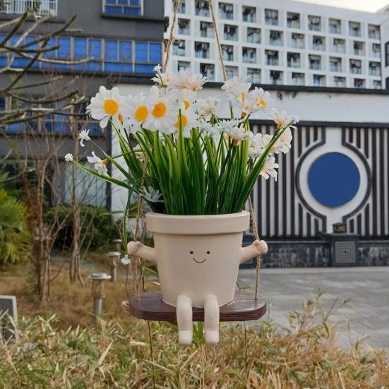 Hängender Übertopf Mit Lächelndem Gesicht – Aus Kunstharz, Mit Bewässerungsloch, Für Sukkulenten & Zimmerpflanzen, Indoor/outdoor