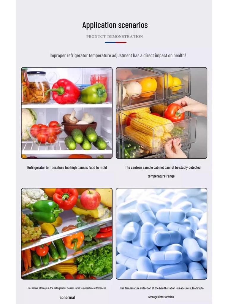 Built-In Refrigerator and Freezer Thermometer with Hygrometer for Home and Baby Storage
