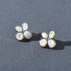 Elegant Metal Inlaid Mother-of-Pearl Earrings with S925 Silver Studs