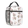 Mochi Peach Cat Peach And Goma Insulated Lunch Bags Thermal Lunch Container Portable Tote Lunch Box Men Women School Travel