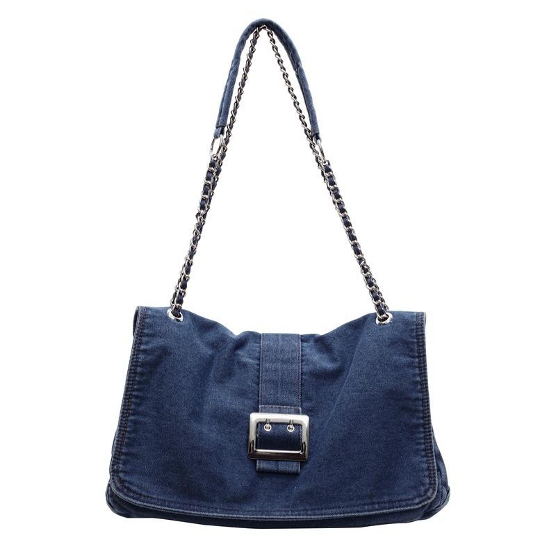 Women's Bag New Denim Fashion Chain Portable Messenger Bag Shoulder Armpit Bag