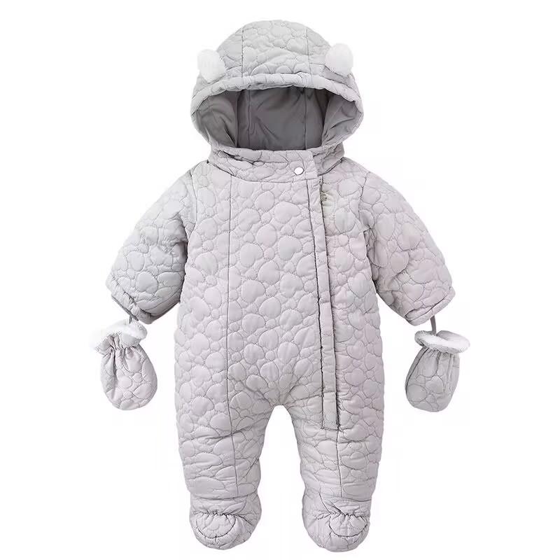 Winter Childrens Thickened Down Bodysuit Baby Clothes Warm Hooded Fleece Jumpsuit