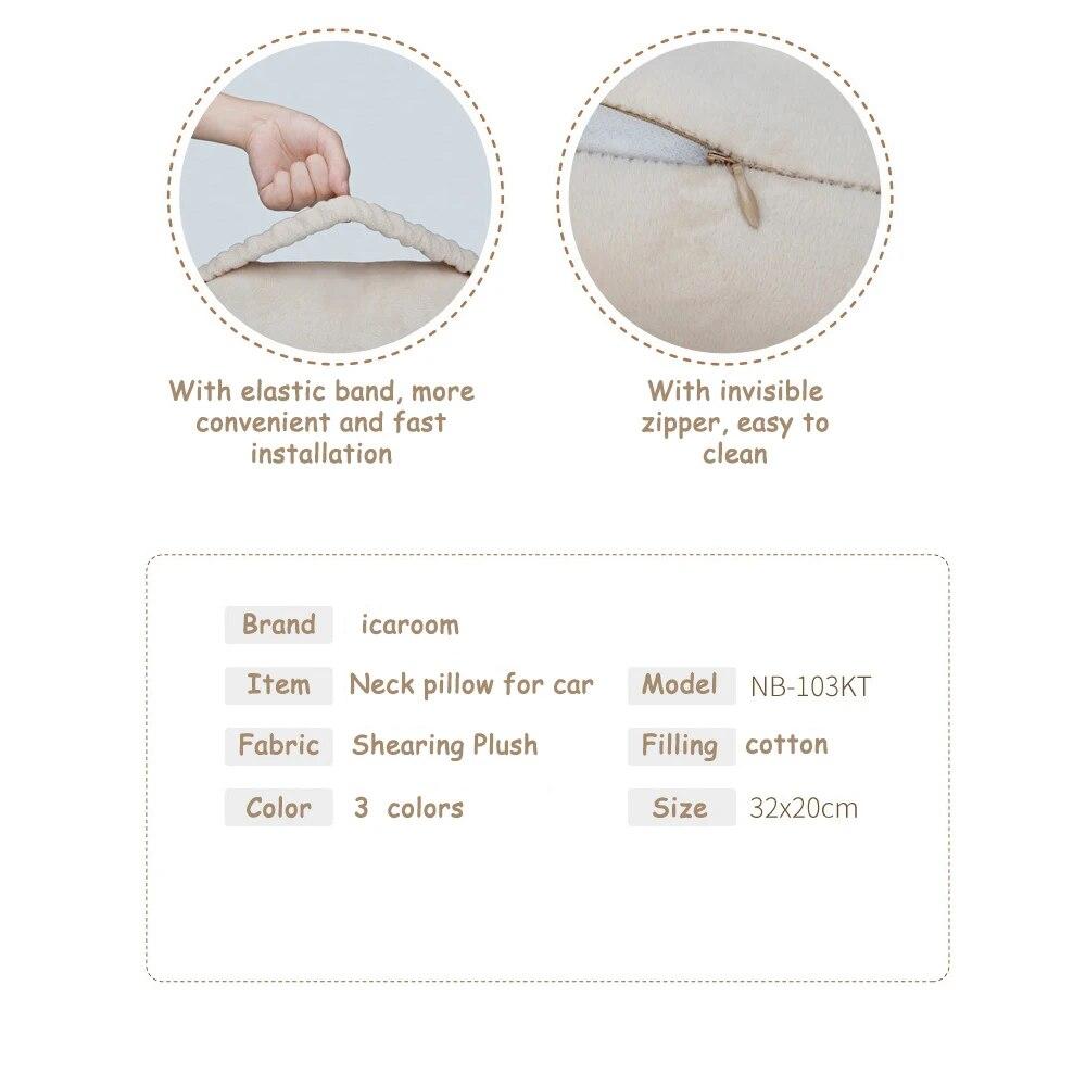 Universal Plush Car Neck Pillow Headrest Relief Neck Pressure Head Masssge Washable Cute Headrest Car Interior Supplies