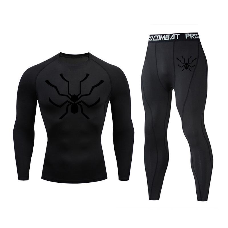 

Men s Quick-Drying Long Sleeve Compression Set for Running, Basketball, and Fitness – Spring/Autumn Double Extra Large