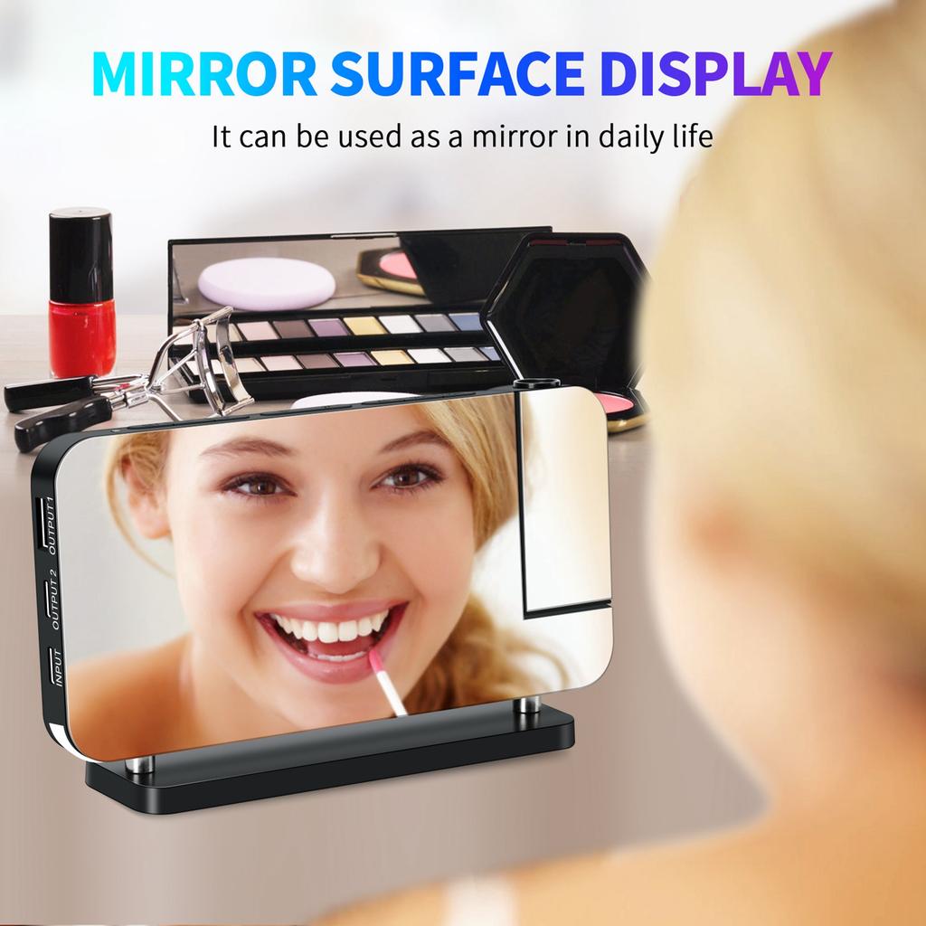 Projection Alarm Clock for Bedroom 7 inch RGB Colorful LED Digital Clock with Mirror Surface 6 level Brightness Dimmer