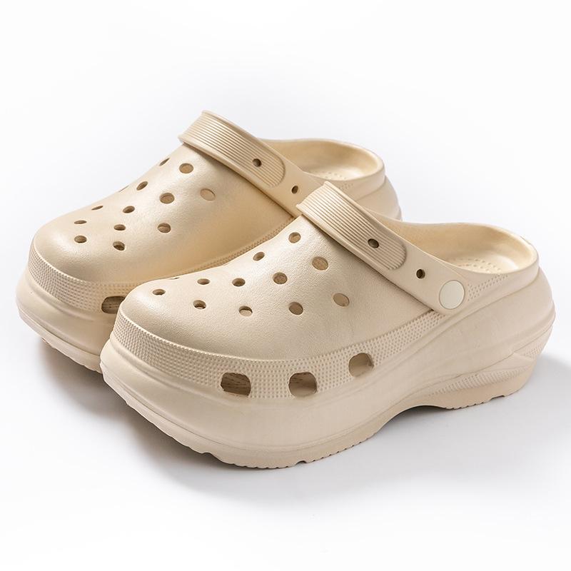 Super high heel hole shoes summer wear height increase casual non-slip deodorant indoor home cool slippers