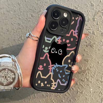 Süße Katzen-Silikon-Telefonhülle für iPhone 13 11 15 16 Pro Max 14 12 XS X XR 7 8 Plus SE 16promax 15promax Stoßfeste Funda-Abdeckung