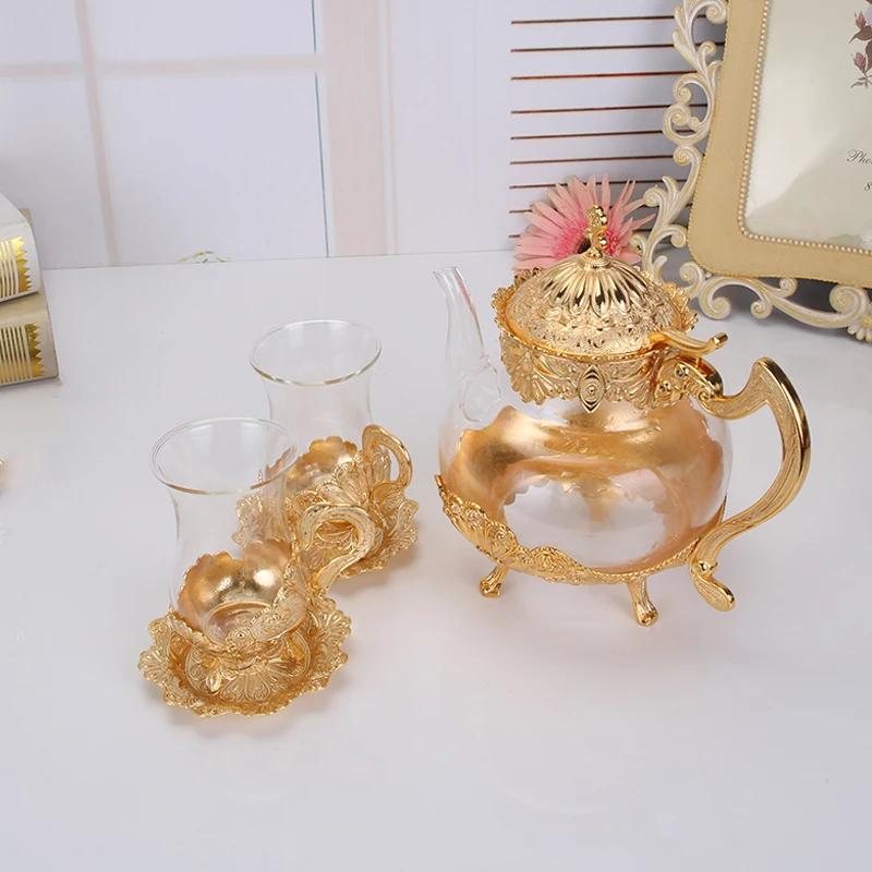 Ceainic de Palat din Sticlă Aurie Kettle Metalic de Bucătărie Kettle Rece Cafetieră Stil European Uz Casnic Decorațiune Veselă Cadou de Ziua de Naștere Nuntă Idee