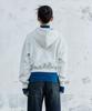 (W) Doodle Heart Crop Hoodie Melange White