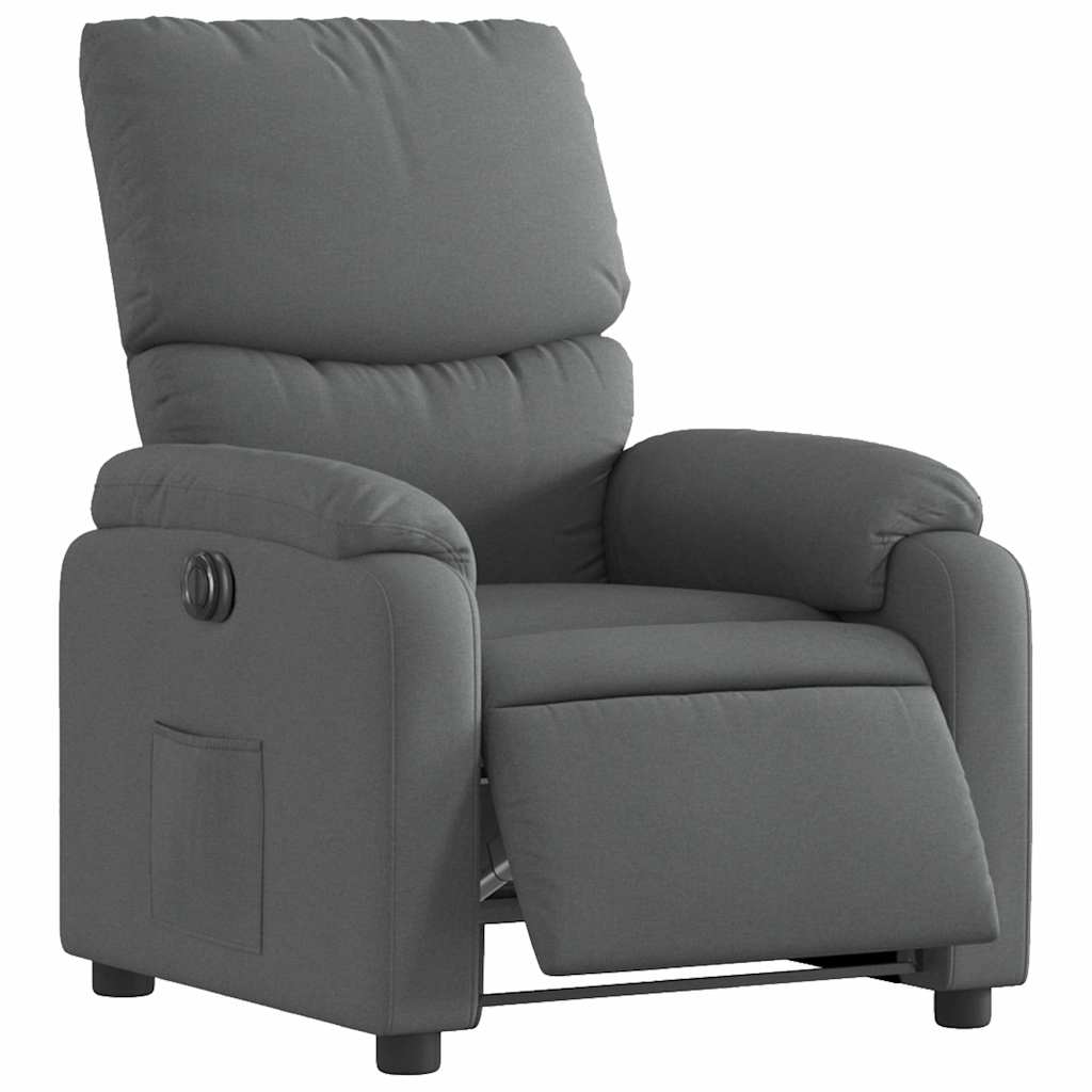 Electric Recliner Chair Dark Grey Fabric