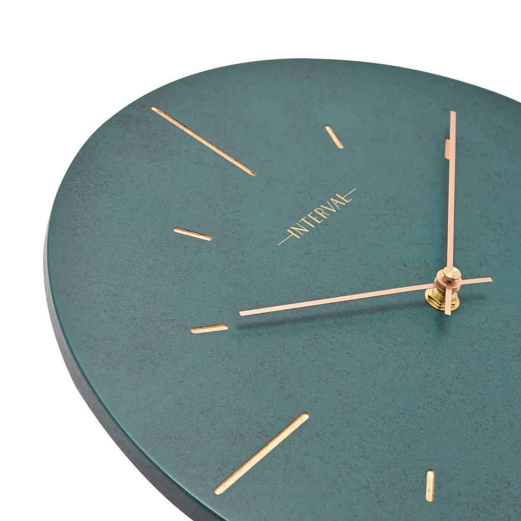 Interval Resin Wall Clock 30cm - Emerald & Gold
