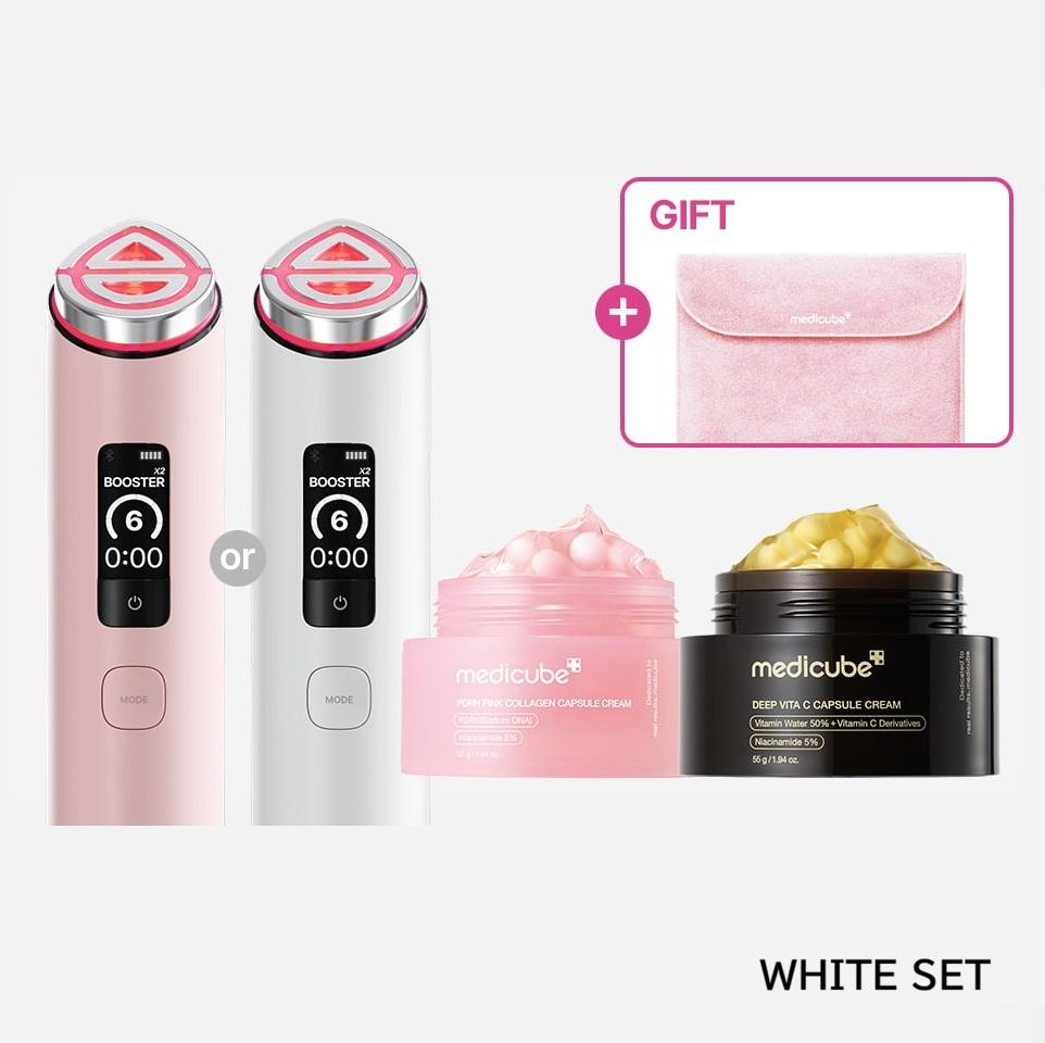 Medicube Booster Pro X2 (Pink/White) + Cream & Capsules