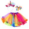 Children Colorful Skirt Cute Cartoon Costume Set Girl Ballet Skirt with Hair Clip Headband Colorful Free Size