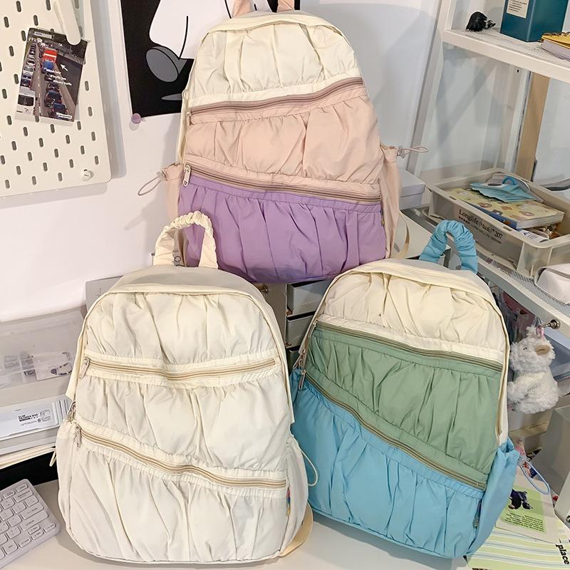 Schultasche neu plissiert Herz-Kuchen Rucksack Mittelschule süße Schultasche weibliche College-Studentin Reise-Leichtrucksack