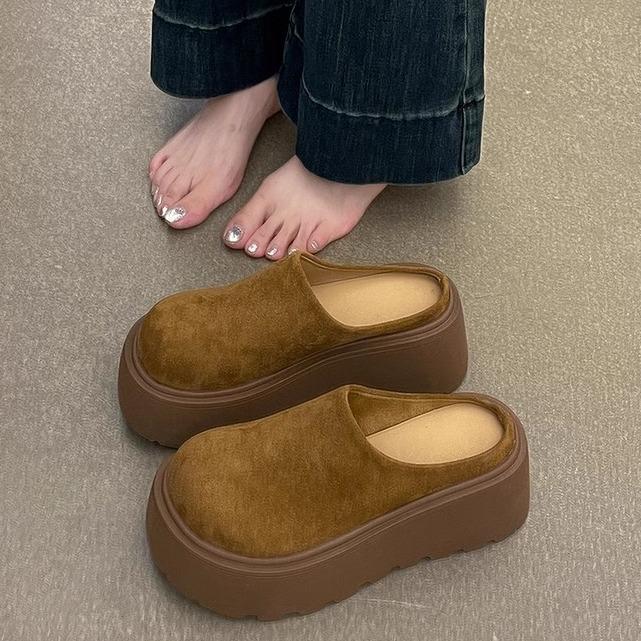 Lazy People Pedal a Bag Head and Half Slippers, Women's Season New Models Wear Wide Version Thick-soled Fluffy Shoes