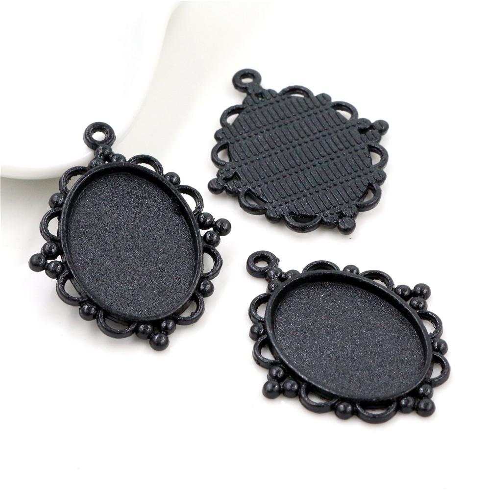 10pcs 18x25mm Inner Size 7 Colors Vintage Style Cameo Cabochon Base Setting Charms Pendant Necklace Findings