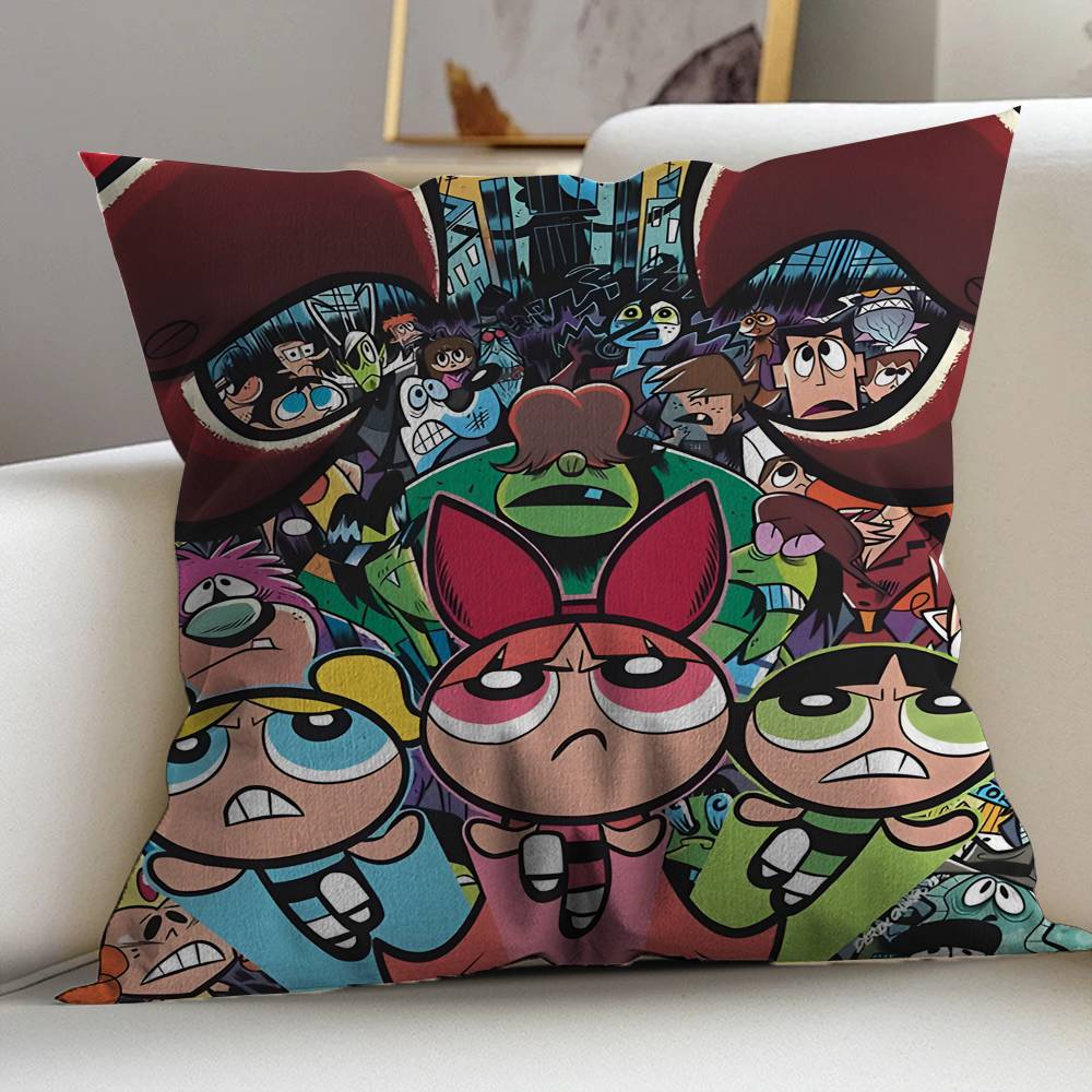 P-Powerpuff Anime G-Girls Personalized Picture Text Home Decorative Pillows Household Gifts 45x45cm