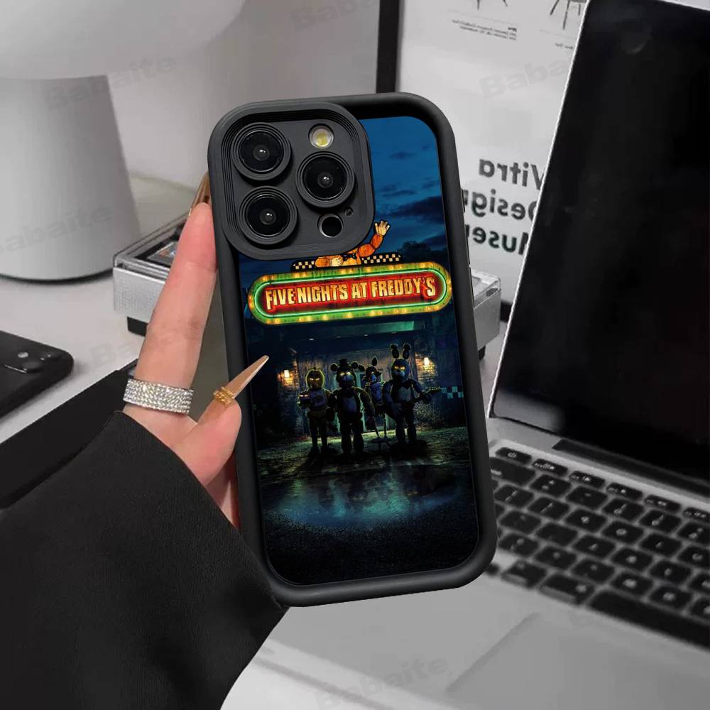 F-FNAF Five-nights-At-Freddys Silicone Soft Phone Case For iPhone 17 16 15 14 Plus 13 12 Mini 11 Black Cover