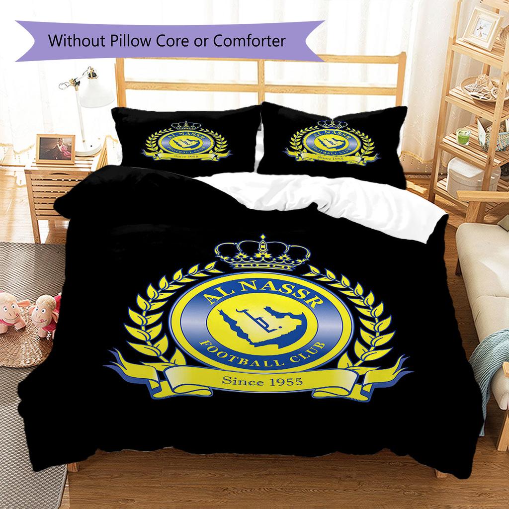 Al-Nassr Muster Bettwäsche, Steppbett Set Bettbezug Kissenbezug Zuhause Geburtstagsgeschenk(1 Bettbezug + 2 Kissenbezüge, ohne Füllung)