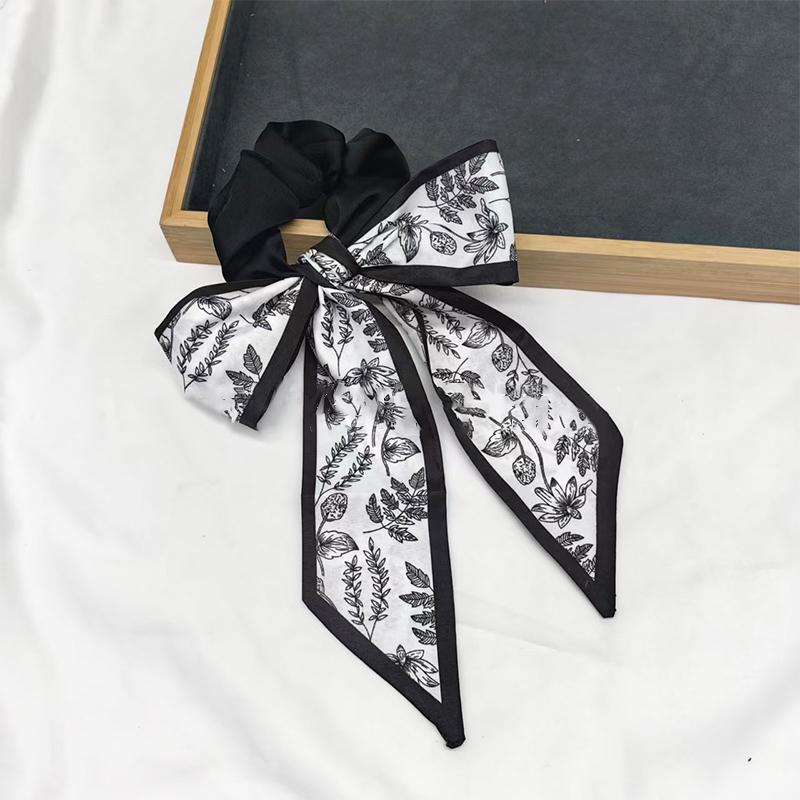 Printed Bow Hair Rope Elegant Ribbon Ponytail Hair Band For Women Sweet Rubber Band Hair Ring Fashion Headdress Hair Accessories
