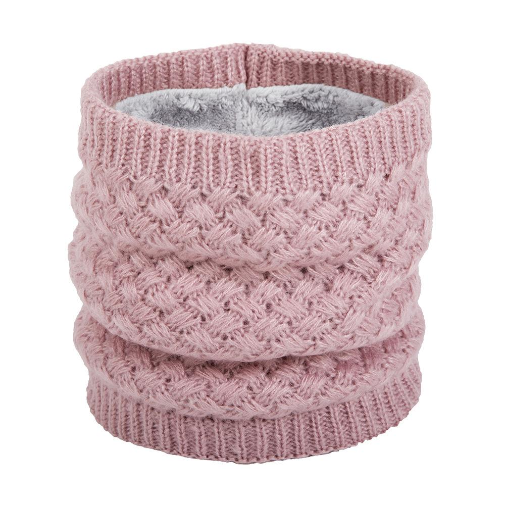 

Мужской и женский корейский стиль, однотонный шейный платок, модный для пар, флисовая подкладка, утеплитель для шеи, толстый зимний теплый вязаный шерстяной шейный платок розовый