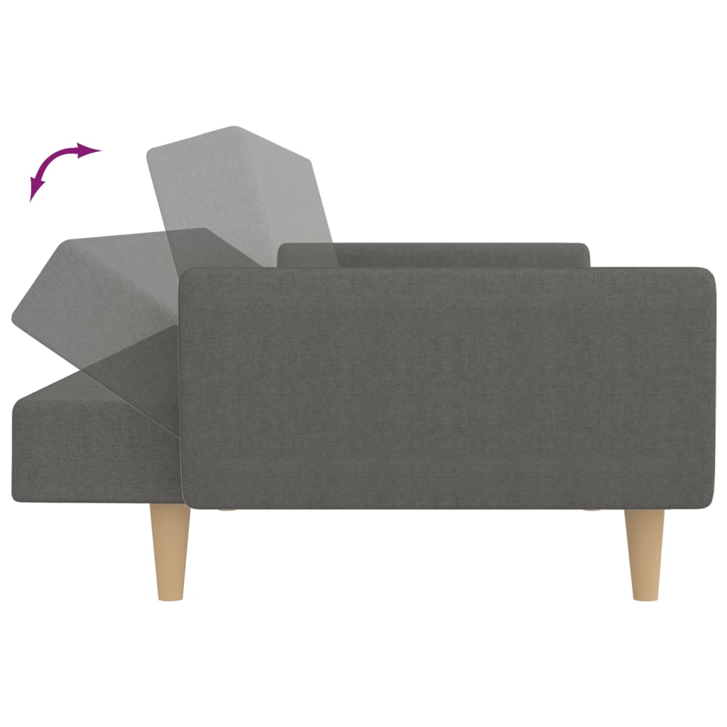 2 Seater Sofa Bed Light Grey Fabric