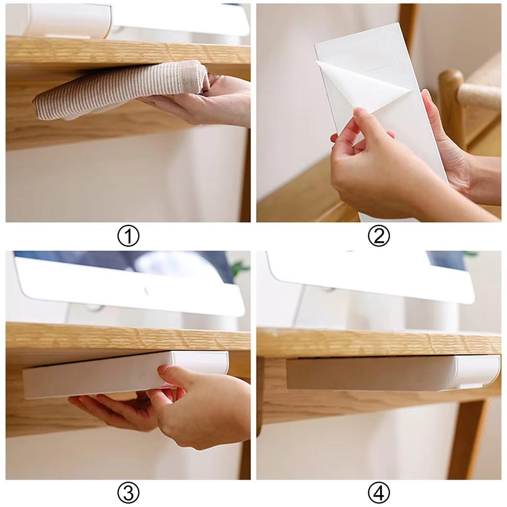 Hidden Organizer Self Adhesive Plastic Storage Holder For Home Office School Sundries Cosmetics Stationery Kitchenware Organizer