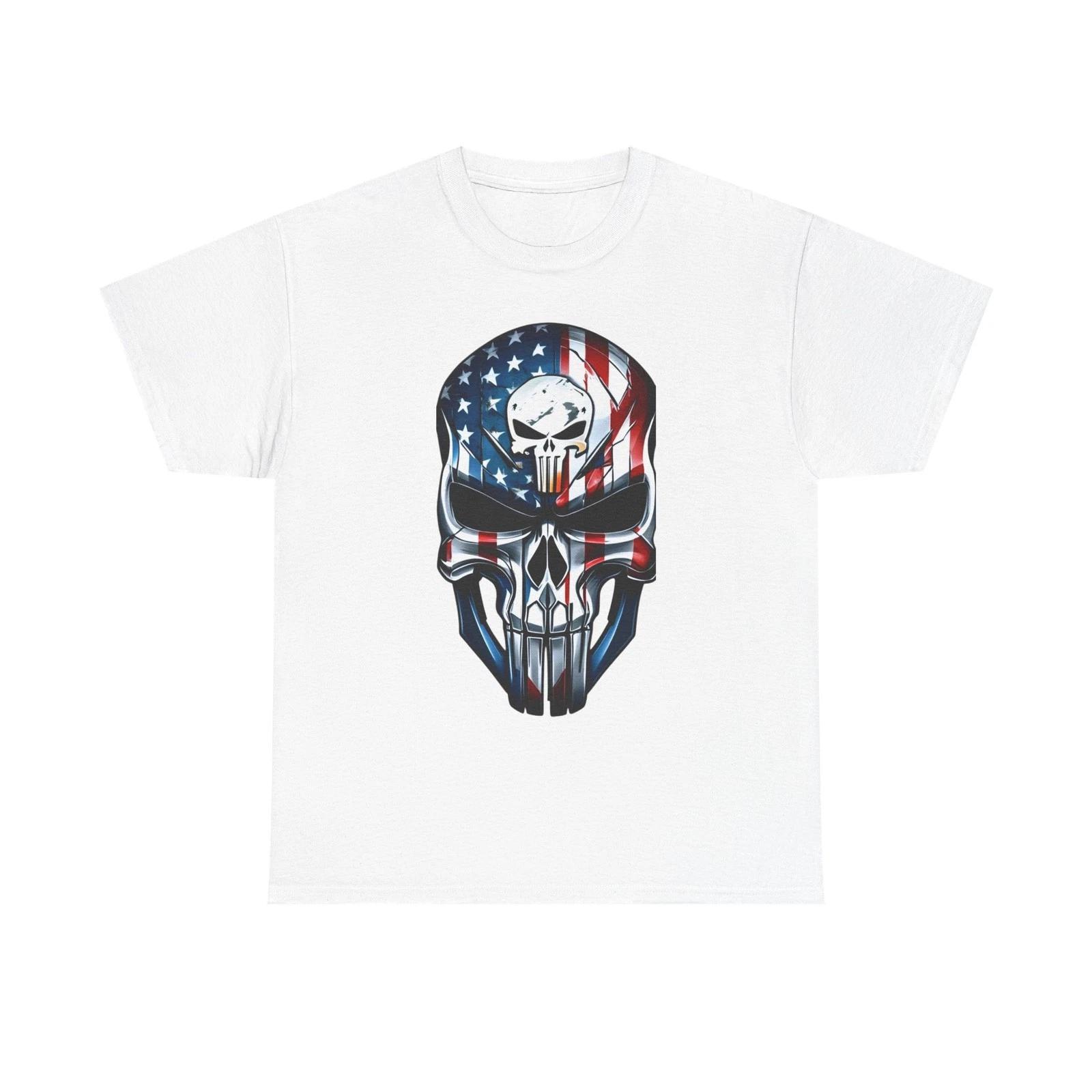 Stars And Bars Punisher Style Skull Patriotic Unisex Heavy Cotton Tee 3XL
