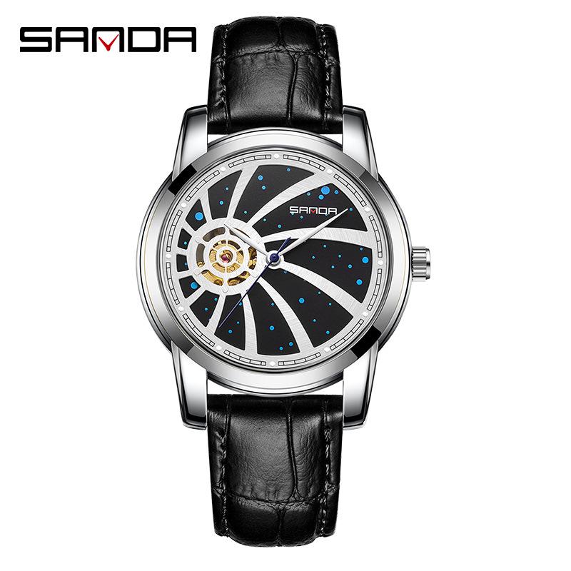 Sanda Men s Starry Sky Dial Waterproof Automatic Mechanical Watch