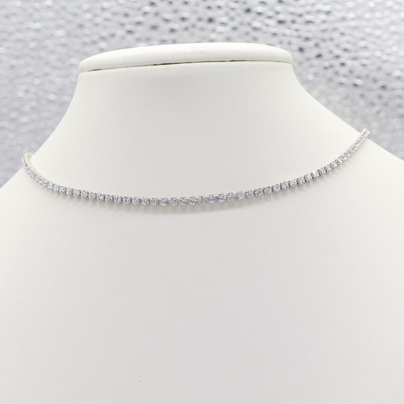 

Tennis Necklace for Women Sparking Rhinestone Choker Necklaces Zirconia Diamond Bridal Wedding Jewelry Extended Chain срібний