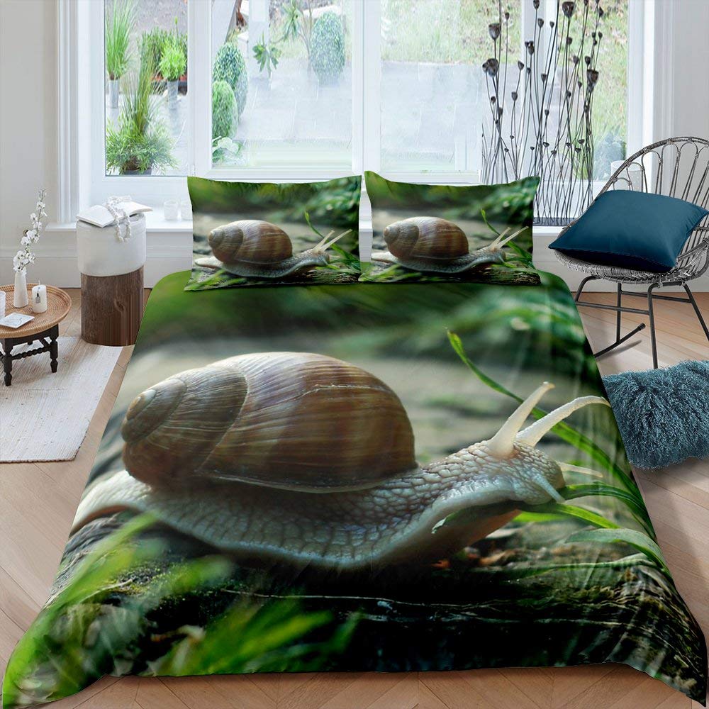 Snail Duvet Cover Sets For Kids Queen Size Lightweight Down Quilt Covers  Bedroom Decor 2 Pillowcases 1 Duvet Cover No Comforter