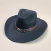 Wind Outdoor Rivet Belt Western Denim Hat Men'S And Women'S Sunscreen Casual Fashion Straw Hat