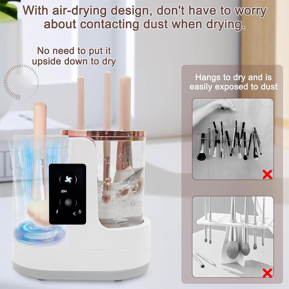 Electric Makeup Brush Cleaner Machine with Makeup Brush Dryer Automatic Cosmetic Brushes Cleaner Tool for Beauty Makeup Brush
