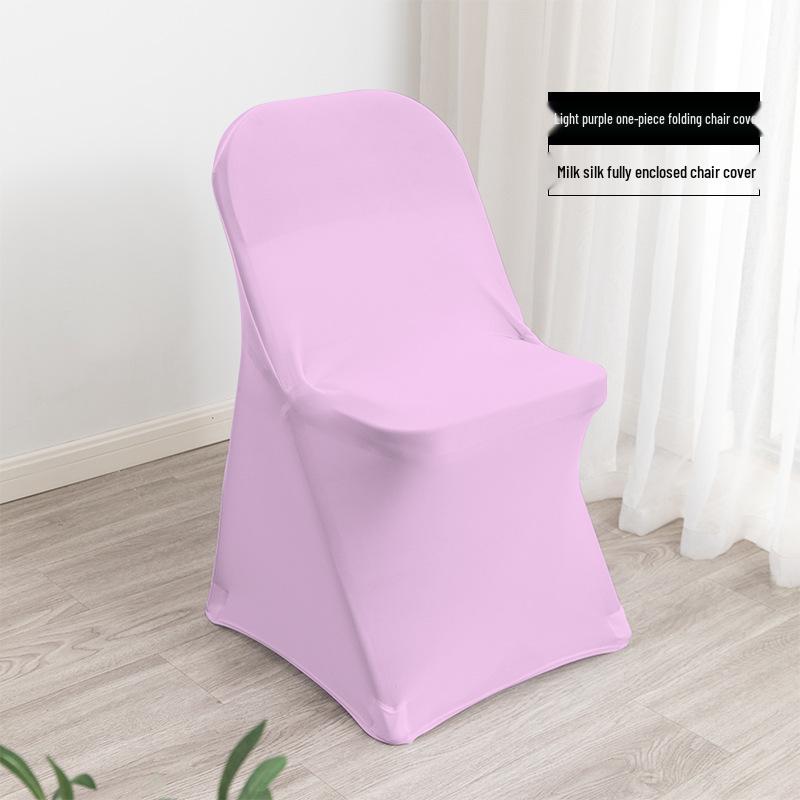 White Stretchable Folding Chair Cover for Weddings, Banquets, Hotels, and Restaurants - Dustproof & Decorative Full Coverage.