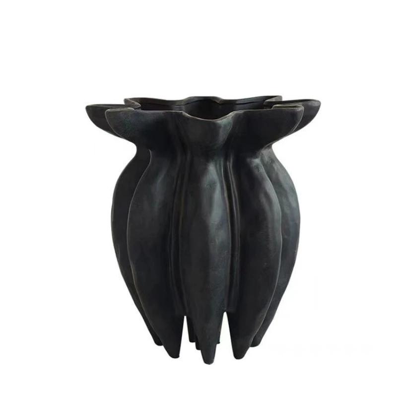 For Abstract Vase Black Jellyfish Petal Flower Pot Artistic Floral Arrangement Handicraft Flower Vase Home Decoration Accessorie