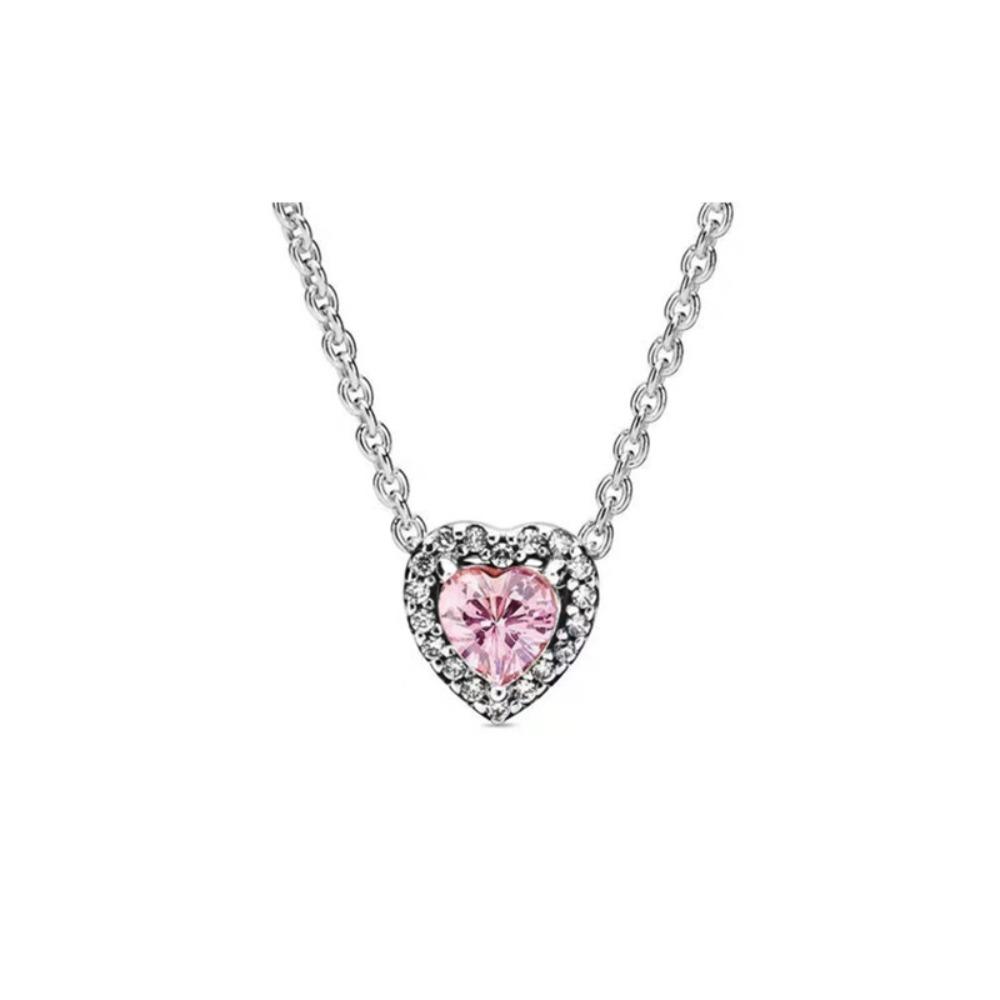 Heart Necklace Elegant Silver Plated White Copper Pendant Women Collarbone Chain Romantic Gift for Her